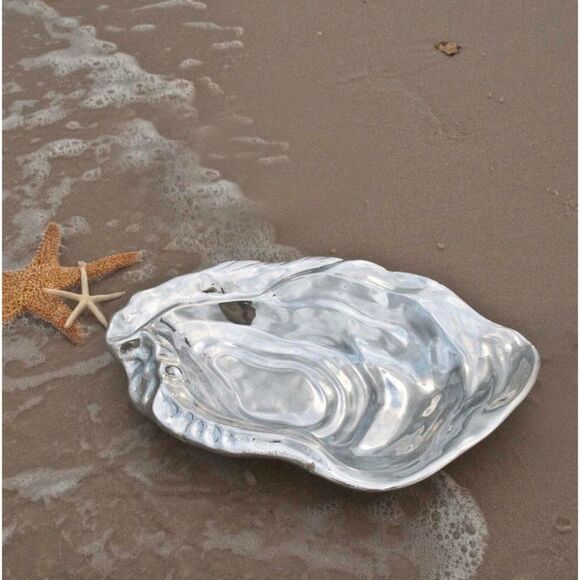 BEATRIZ BALL Oyster Bowl Ocean Platter 15” Aluminum With Two Spoons - Picture 16 of 16